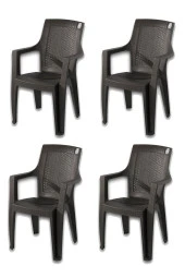 hesapli Gold Koltuk Kahve- Plastik Bahçe Sandalyesi 4 Adet thumbnail 1