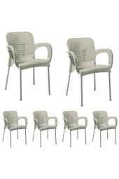 nar sokağı 6 Adet Metal Ayaklı Plastik Sandalye Koltuk 6'lı Set - 1