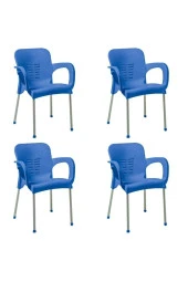 hesapli 4 Adet Metal Ayaklı Plastik Sandalye Mavi - 1