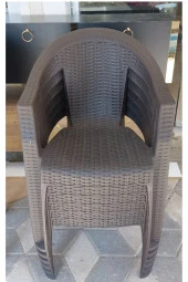 hesapli Rattan Efektli Acı Kahve Plastik Bahçe Sandalyesi 6 Adet thumbnail 1