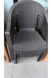 hesapli Rattan Efektli Acı Kahve Plastik Bahçe Sandalyesi 4 Adet thumbnail 2