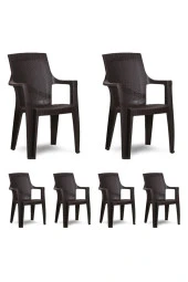 hesapli Gold Koltuk Kahve- Plastik Bahçe Sandalyesi 6 Adet thumbnail 1