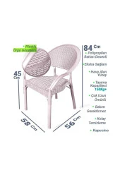 hesapli Rattan Bambu Koltuk Bej- Plastik Bahçe Sandalyesi 4 Adet thumbnail 3