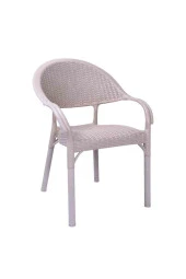 hesapli Rattan Bambu Koltuk Bej- Plastik Bahçe Sandalyesi 2 Adet thumbnail 4