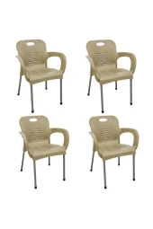 RomanoSet Plastik Romanoset Nil Demir Ayaklı Plastik Sandalye 4 Lü Set thumbnail 2