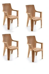 Asil Konsept 4 Adet Tik Renkli Kollu Plastik Bahçe Balkon Sandalyesi Kolçaklı Plastik Sandalye thumbnail 1