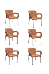 nar sokağı 6 Adet Metal Ayaklı Plastik Sandalye Koltuk 6'lı Set - 1