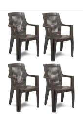 Gardelia 4 Adet Elegance Rattan Efektli Plastik Sandalye + 70x120 Plastik Masa Balkon Bahçe Sandalyesi - 2