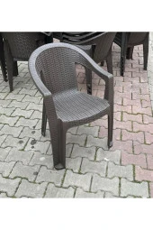 NetBazaars Plastik Katlanır Masa 70 X 120 Kollu Plastik Sandalye 6 Adet Bahçe Mutfak Balkon - 4