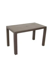 Elit 70x120cm Plastik Hasırlı Rattan Efektli Plastik Masa Acı Kahverengi - 1
