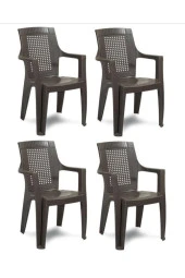 Gardelia Elegance Rattan Efektli Plastik Sandalye Bahçe Sandalyesi 4 Adet - 1