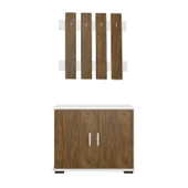 Modilayn FULYA Portmanto Vestiyer Askılık Ayakkabılık Dolabı, Ceviz Beyaz - 3