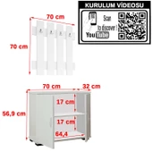 Modilayn FULYA Portmanto Vestiyer Askılık Ayakkabılık Dolabı, Ceviz Beyaz - 5