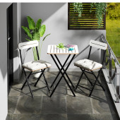 Eportatif Bistro Takım Minderli Bahçe Masa Sandalye Beyaz 1403 - 1