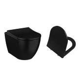 VitrA S60 Kanalsız Mat Siyah Asma Klozet + VitrA Slim Yavaş Kapanır Kapak thumbnail 1
