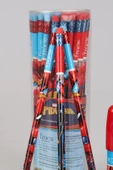 LİSANSLI SPIDERMAN 3 ADET SİLGİLİ KURŞUN KALEM,ÇİFT BIÇAKLI KALEMTRAŞ VE ROKET SİLGİ  KIRTASİYE SETİ - 3