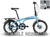Carraro Flexi 108 HD 20" Jant 35 CM 8 Vites Hidrolik Fren Katlanır Bisiklet Gümüş Turkuaz - 1