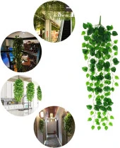 Nettenevime Yapay Çiçek Sarmaşık Sarı Yeşil Yaprak Desenli 9dallı Sarkan Bitki thumbnail 1