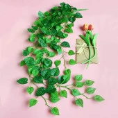 Nettenevime Yapay Çiçek Sarmaşık Sarı Yeşil Yaprak Desenli 9dallı Sarkan Bitki thumbnail 4