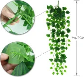 Nettenevime Yapay Çiçek Sarmaşık Sarı Yeşil Yaprak Desenli 9dallı Sarkan Bitki thumbnail 5