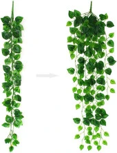 Nettenevime Yapay Çiçek Sarmaşık Sarı Yeşil Yaprak Desenli 9dallı Sarkan Bitki thumbnail 6