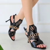 Lidya Siyah Rugan Topuklu Ayakkabı thumbnail 4