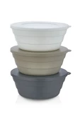 Periboia 3 Lü Pratik Saklama Kabı - Kahvaltılık Kapaklı Çerezlik  350 ML - 5