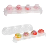 Periboia Silikon Tabanlı 4 Bölmeli Şeffaf Buz Kalıbı Yuvarlak Buzluk thumbnail 2