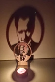 Periboia Mustafa Kemal ATATÜRK Figür Kahverengi Ahşap Gölge Mumluk Projeksiyon Biblo – Mum Hediyeli MKA2 thumbnail 1