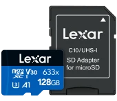 LEXAR 256GB LSDMI256BB633A 633X MIKRO SDXC UHS-I WITH SD ADAPTER 100MB/S READ 45MB/S WRITE C10 A1 V30 U3 - 1