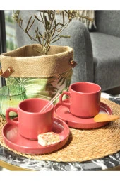 Cera'n 2'li Double Çay Fincan Bordo 200 Ml - 1