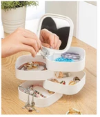 Periboia Aynalı 4 Katlı Kare Takı Ve Makyaj Organizeri - Beyaz - 1