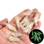 Valkyrie 12 Adet Fosforlu Kancalı Silikon Karides Olta Yem Sahte Yapay İğneli Balık Yemi Beyaz - 1