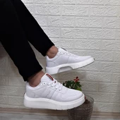 Bestof 544 Beyaz Fuspetli Kalın Tabanlı Spor Ayakkabı - 4