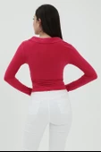 Sandy Yakalı Düğmeli Bluz - Fuşya - 4