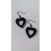 Parlak Siyah Renkli Siyah Aksesuarlı Kalp Kupa İçi Boş Model 3 Cm Epoksi Küpe El Yapımı Hediyelik thumbnail 8