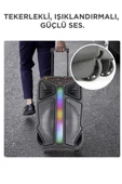 Torima GTS-1846 Işıklı Mikrofonlu Kumandalı Tekerlekli Bluetooth Hoparlör Siyah thumbnail 4