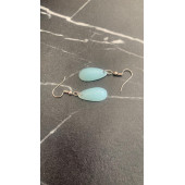 Parlak Buz Mavi Renkli Simli Sedefli Gümüş Aksesuarlı Damla Şekilli Sallantılı El Yapımı Epoksi Küpe thumbnail 4