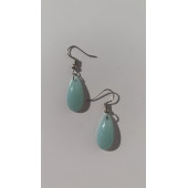 Parlak Buz Mavi Renkli Simli Sedefli Gümüş Aksesuarlı Damla Şekilli Sallantılı El Yapımı Epoksi Küpe thumbnail 8