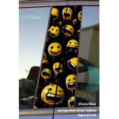 gülen surat - yan kapı direk kaplama folyosu - 2 adet sol sağ sticker set - 1