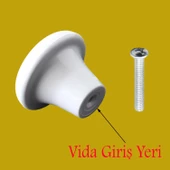 Mantar Düğme Sert Plastik Beyaz Dolap Mobilya Mutfak Dolabı Çekmece Dolap Kapak Kulpu Kulbu Kulp thumbnail 2