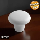 Mantar Düğme Sert Plastik Beyaz Dolap Mobilya Mutfak Dolabı Çekmece Dolap Kapak Kulpu Kulbu Kulp thumbnail 1