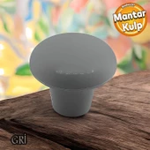Mantar Düğme Sert Plastik Gri Dolap Mobilya Mutfak Dolabı Çekmece Dolap Kapak Kulpu Kulbu Kulp thumbnail 1
