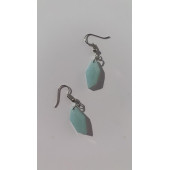 Parlak Buz Mavi Renkli Simli Sedefli Gümüş Aksesuarlı Kristal Şekil Sallantılı El Yapımı Epoksi Küpe thumbnail 8