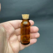 15 ML AMBER MANTAR TIPALI CAM ŞİŞE , KAHVERENGİ MANTAR TIPALI CAM ŞİŞE 15 CC x 10 Adet thumbnail 1