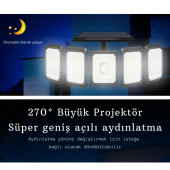TechTic 300LED Solar Güneş Enerjili Bahçe Duvar Lambası Kumandalı Sensörlü 3 Modlu Geniş Açılı Lamba - 2