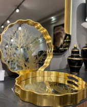 Royking Maya 2 li Yuvarlak Tepsi 39x4-34x4 cm FX 007 - 1