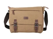 Bagacar Orjinal Kanvas Kumaş Laptop Bölmeli Unisex Çapraz Çanta Bej - 3