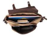 Bagacar Orjinal Kanvas Kumaş Laptop Bölmeli Unisex Çapraz Çanta Bej - 4
