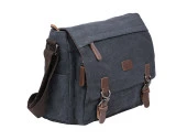 Bagacar Orjinal Kanvas Kumaş Laptop Bölmeli Unisex Çapraz Çanta Siyah - 1
